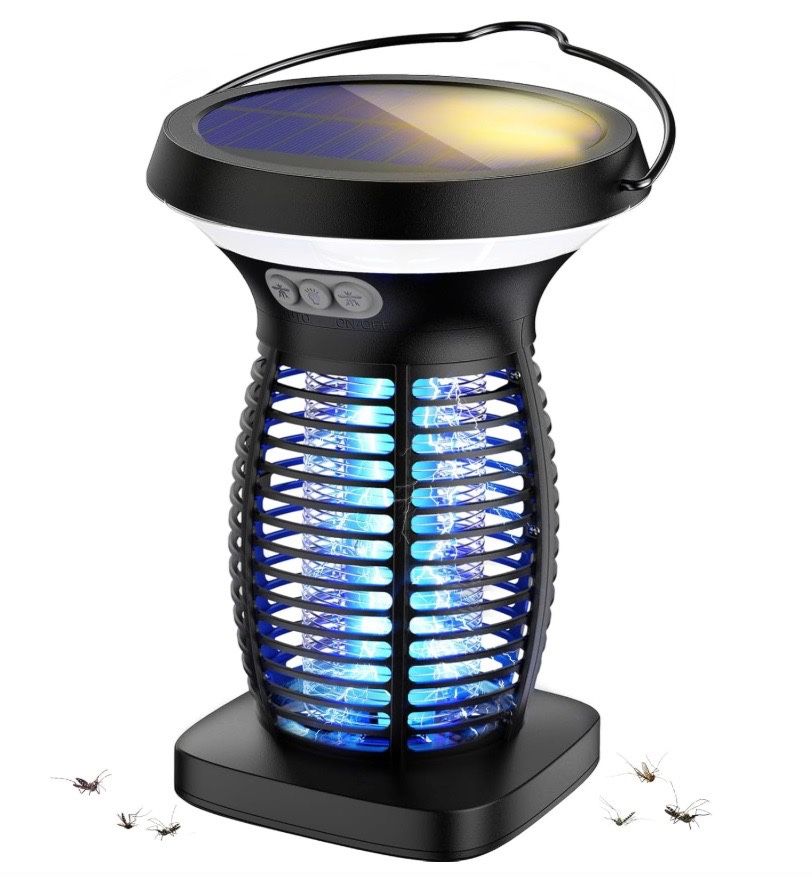 Solar Bug Zapper, Solar and USB-C Rechargeable, 4200V Effective Mosquito Zapper