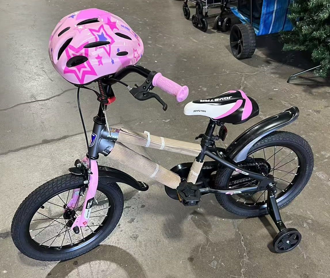 ✌️ JOYSTAR Kids Bike for Boys and Girls Ages with Training Wheels and Cycling Helmet,Pink&black& white