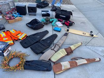 Garage sale tools hunting fishing guitar speakers etc 8/22/26