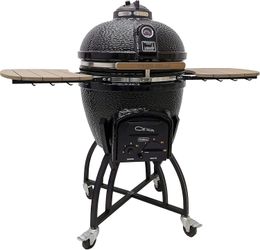VISION Grills Ceramic Kamado (Large, Black Bundle)