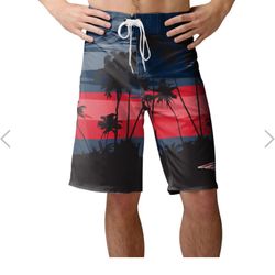 NEW! FOCO Patriots NFL Men's Team Logo Sunset Swim Boardshorts XL