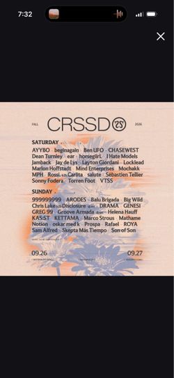 Crssd 2 day ticket