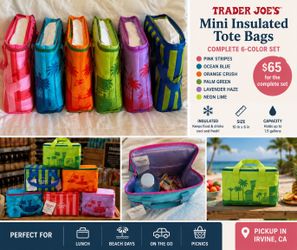 Trader Joe’s Mini Insulated Tote Bags - Complete 6 Color Set - $65