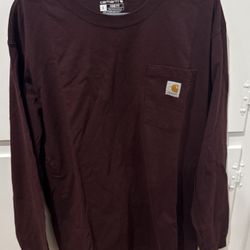 Carhartt Loose Fit Long Sleeve Pocket Tee - Burgundy Size L NWOT