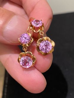 14K GOLD PINK SAPPHIRE EARRINGS