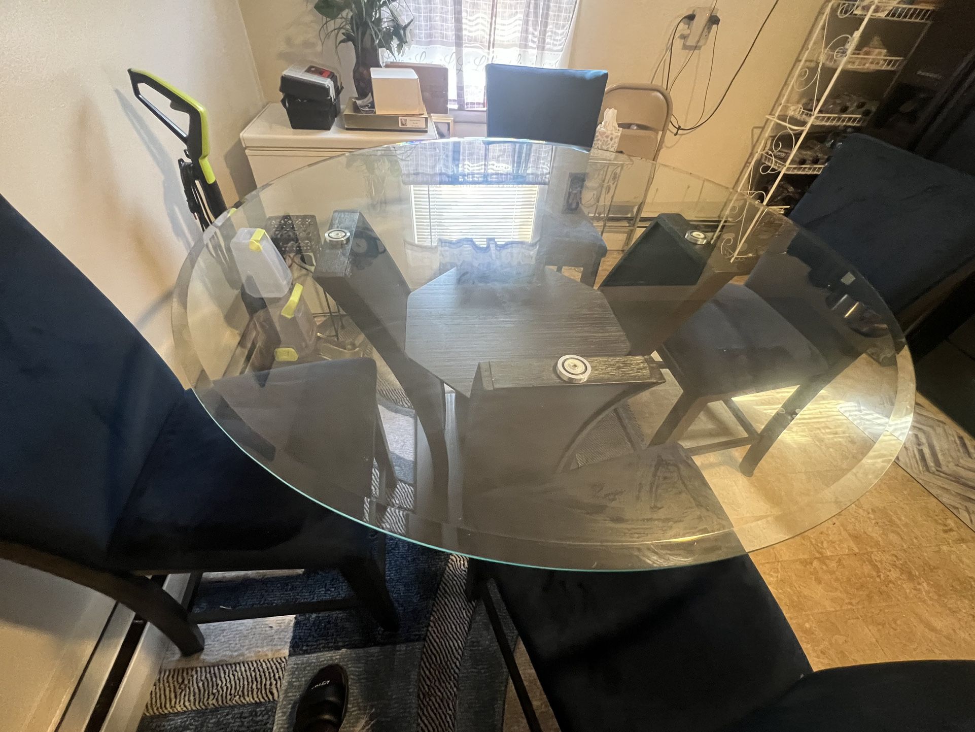Glass Round Table (Chairs Not Available) Heavy!