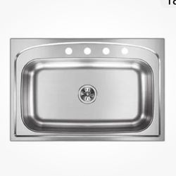 Elkay Drop-In Kitchen Sink 33" Single Bowl Insulated 20 Gauge Stainless Steel