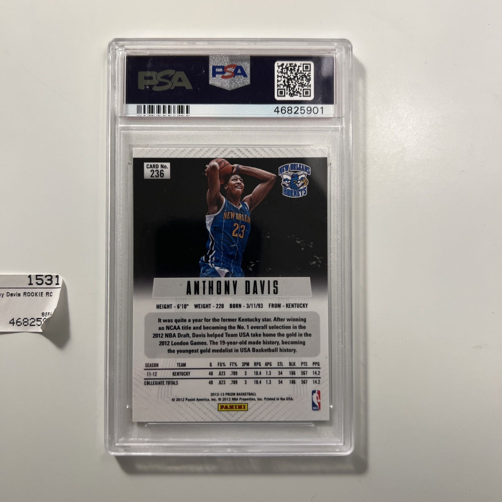 2012 13 Panini Prizm #236 Anthony Davis (RC) PSA 10 Rookie card