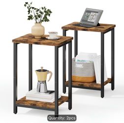TOMNK Industrial Side Table 2-Tier End Table – NEW in Box, Never Assembled