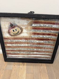 Rustic Ohio State Buckeyes Window Fight Song Flag Wall Art! 30x28”