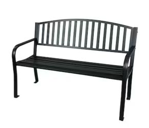 Style Selections 50-in W x 34.25-in H Black Steel Garden Bench