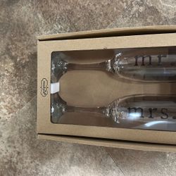 Mr & Mrs Champagne glasses- new