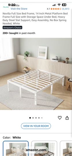 White metal Queen bed frame
