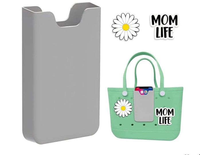 2PC Silicone Phone Holder for Bogg Bag – Soft Anti-Slip Insert Fits iPhone & Android – Gray