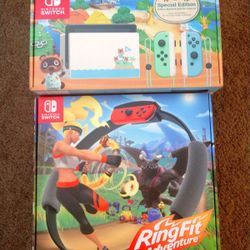 Brand New Nintendo Switch - Animal Crossing edition + Ring Fit Adventure bundle
