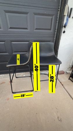 Pair of Black Faux Leather Bar Stools. Clovis. Ashlan & Fowler. FCFS.