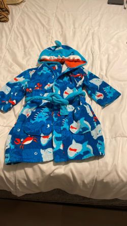 Boys Bath Robe Shark Theme Size 5/6