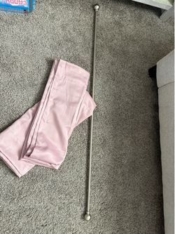 Blush pink curtains with rod