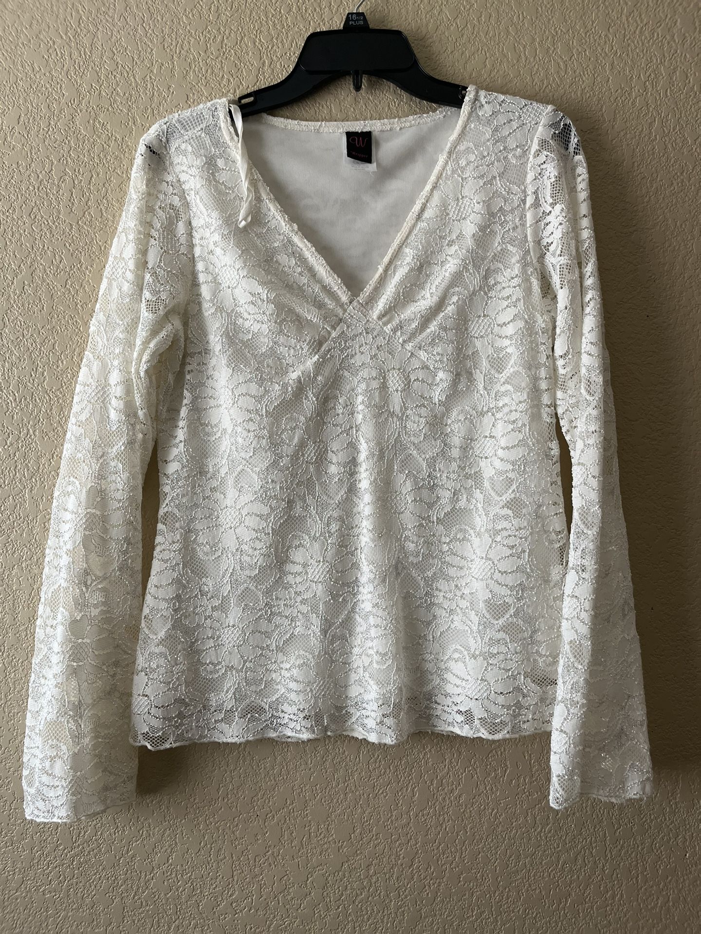 White Lace Long Sleeve Blouse