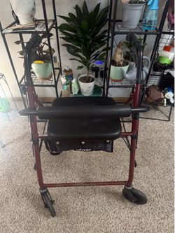 Rolling Walker with Seat & Storage Pouch – $40