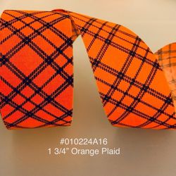 5 Yds of 1 3/8” Vintage Cotton Craft Ribbon Orange Plaid #010224A16