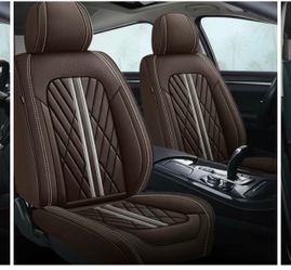 Brown Leather Car Seat Covers Set