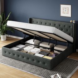 King Size Lift Up Storage Platform Bed Frame Lift Up Storage – Dark Gray