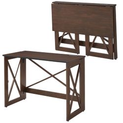 New Stakmore Folding Desk w USB  110V Outlets - Espresso Home Office Desk