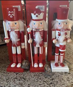 New In Box Peppermint Stripe Nutcrackers - Each