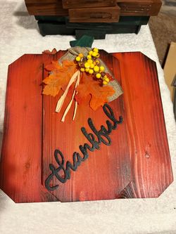 Handmade 12” Wooden Pumpkin Fall Décor – Plain or Thankful Harvest Sign