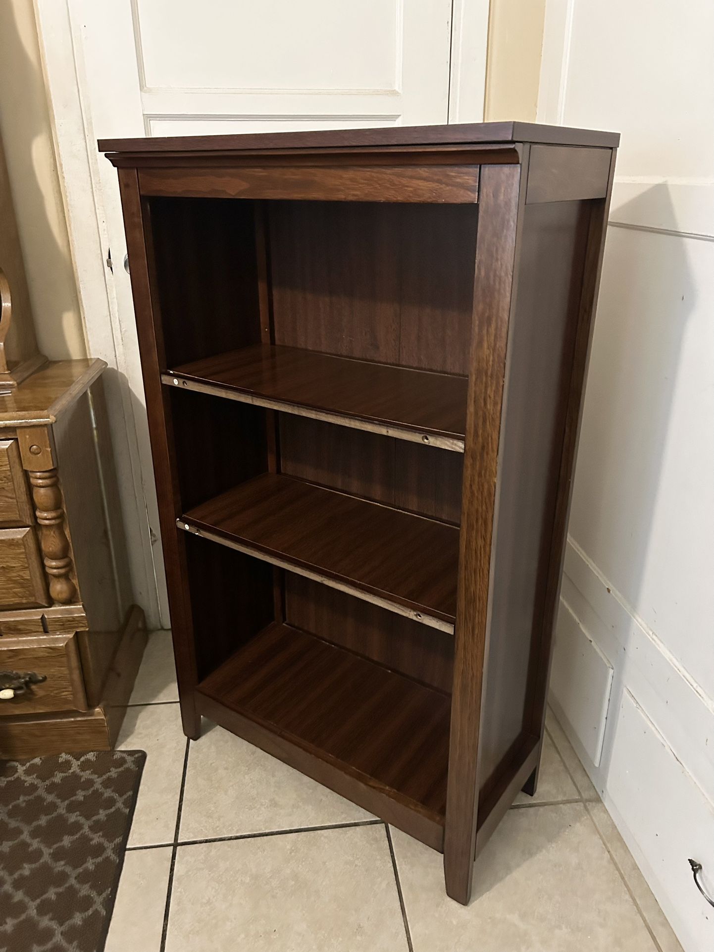 Dark Wood Bookcase Storage Shelf – Sturdy & Modern