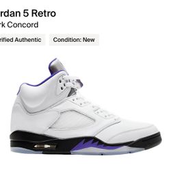 jordan 5 dark concord $220 each sz 8-13 in hand 