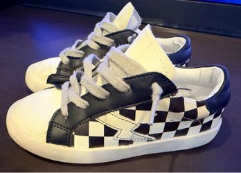 Little Dreamer Kids Unisex  Black and White Checkered Low-Top Sneakers Size 12.5 13