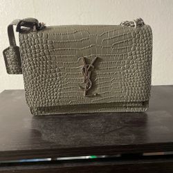 VSL Saint Laurent Grey Croc-Embossed