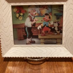 Disney  PINOCCHIO GEPPETTO 3D POSTCARD lenticular  1966 W C Jones Framed
