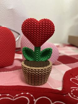 Flower Heart Knitted Decor Potted Plant