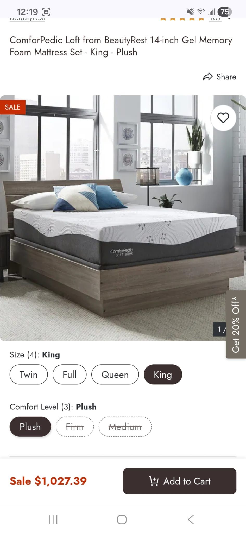 ComforPedic memory foam mattress (ONLY mattress)