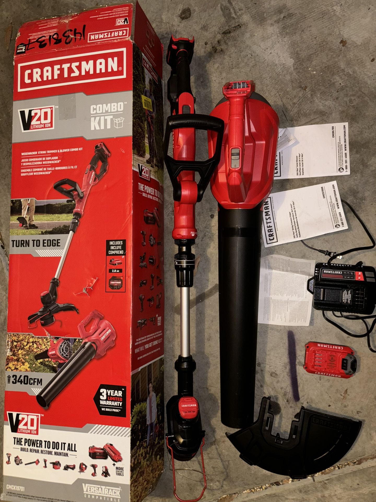 Craftsman V 20 20- VoltCordless Battery, String Trimmer, And Leaf Blower Combo Kit