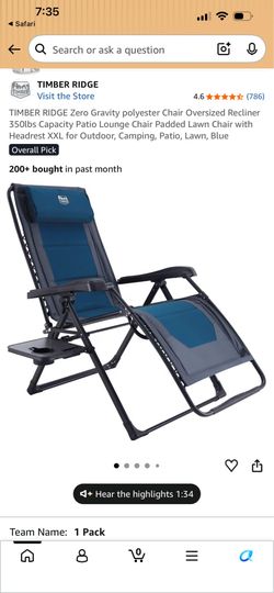 Brand New Timber Ridge Zero Gravity Lounge Chair