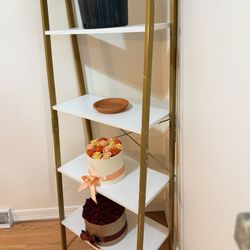 Modern Gold & White Display Shelf – 4 Tiers