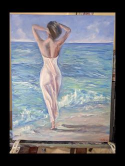 20*16 Original Oil Painting.Caribbean Sea