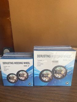 10-inch steel wire wheel brush and eight-inch grass and weed mower