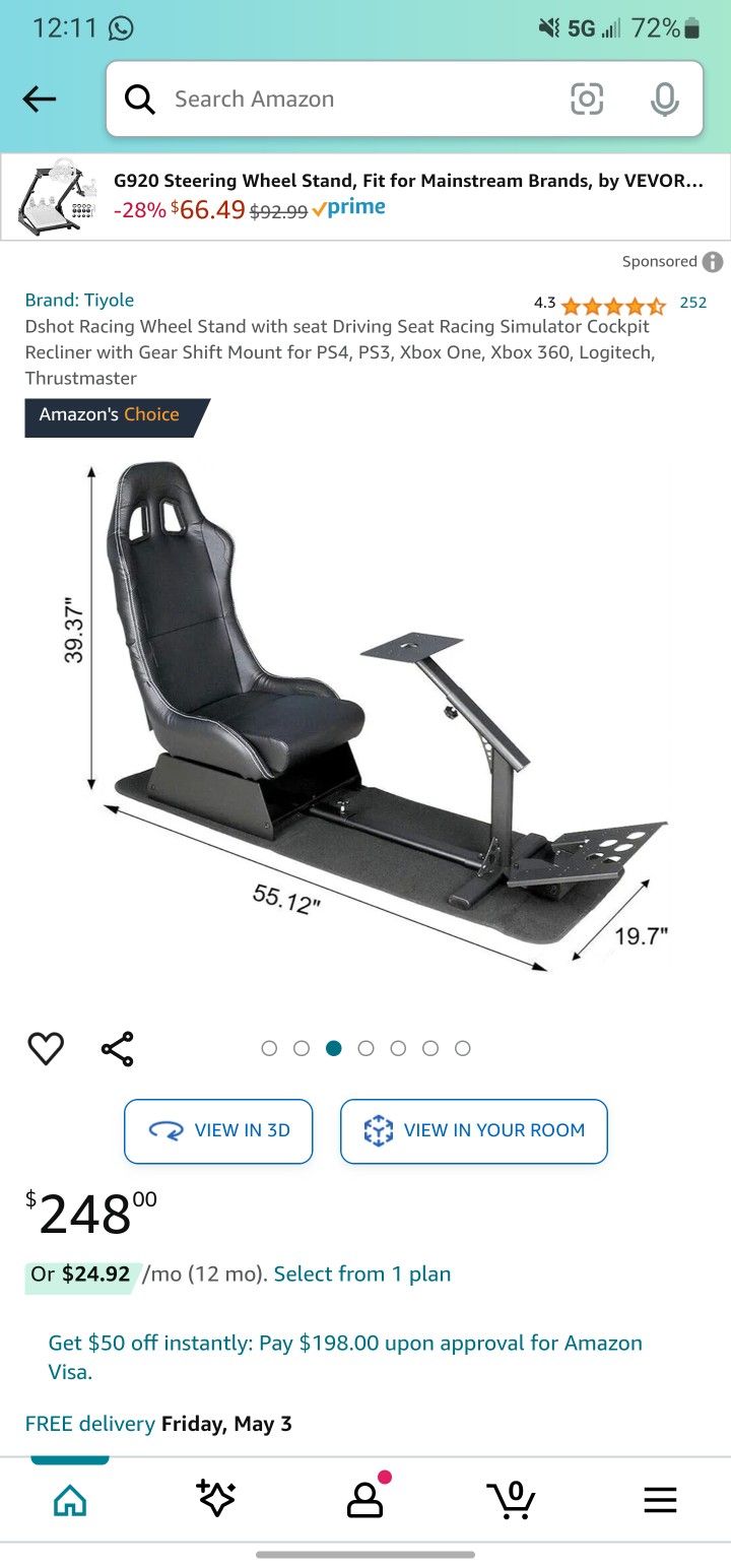 Dshot Racing Wheel Stand with seat Driving Seat