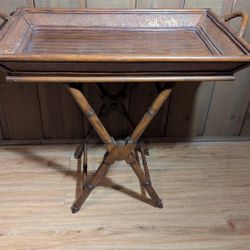 Vintage Wooden Bamboo Tray Table 