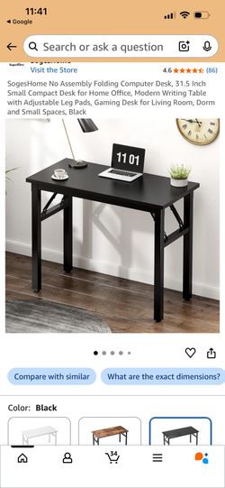 New Sealed Box Folding Desk 31.5” Black, Compact, Computer Writing Table