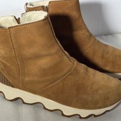 Sorel Women's Slouch Boots Ankle.  Brown Camel Brown Natural.  Sorel Women's Kinetic Short Boots Brown Suede Waterproof - Size Women's 7