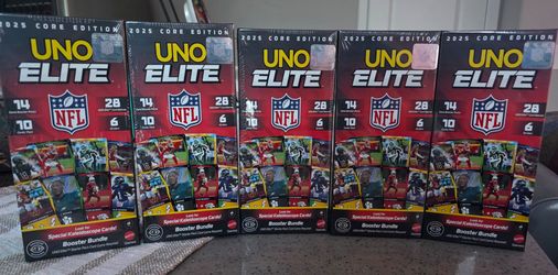 5 booster packs Uno elite NFL 2025 core edition