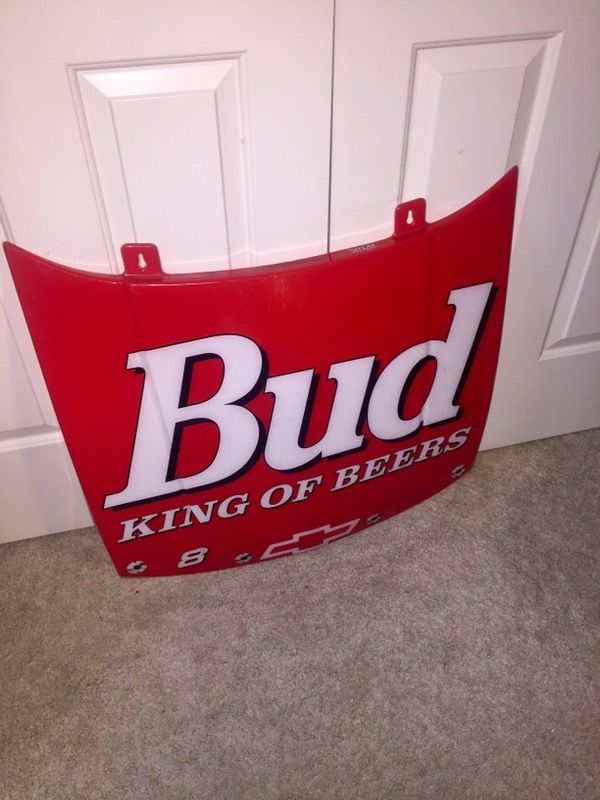DALE EARNHARDT JR BUD KING OF BEERS NASCAR RACING REPLICA HANGING CAR HOOD