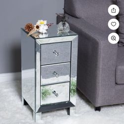 3-Drawer Nightstand VINGLI Mirrored Furniture