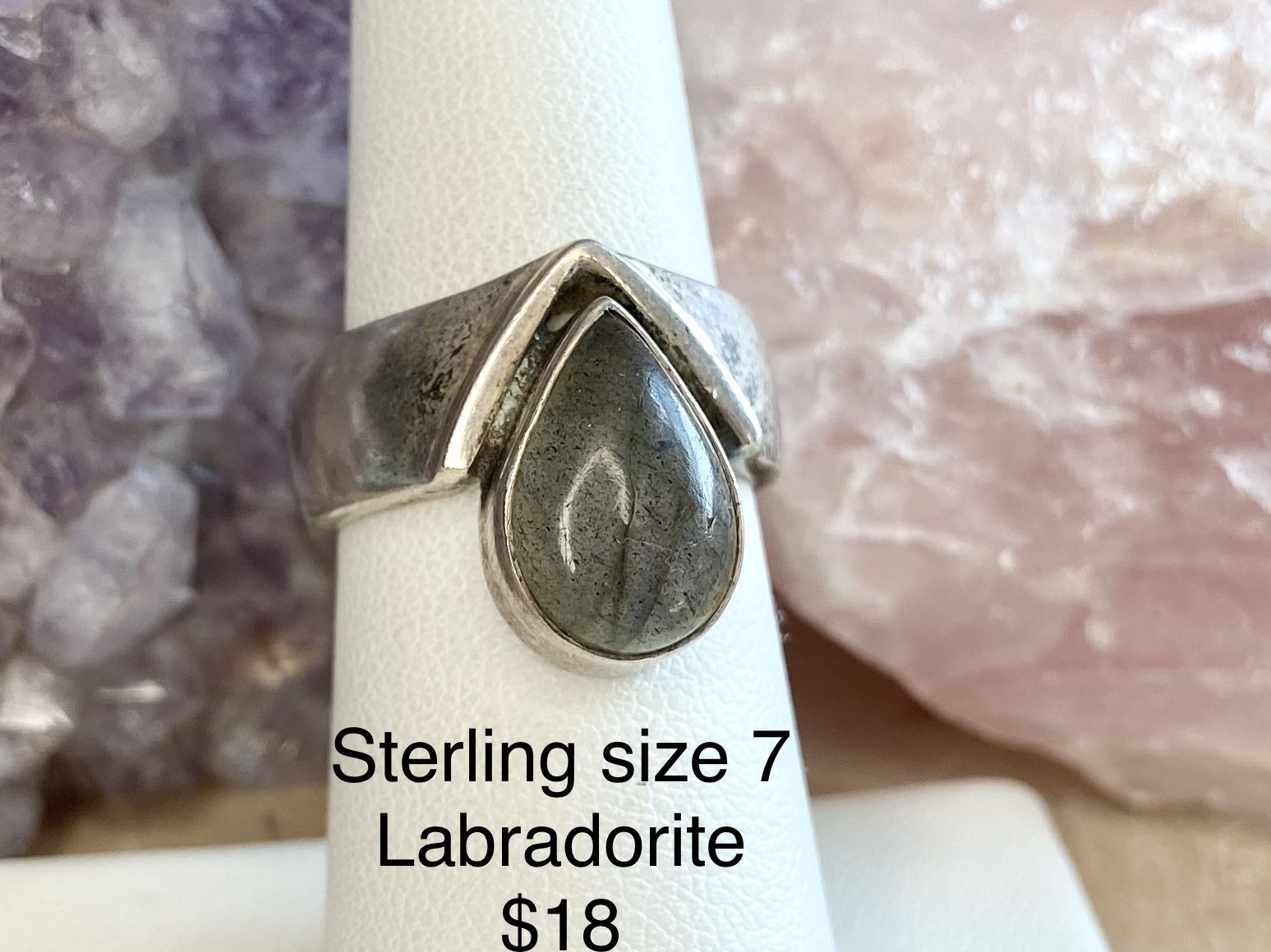 Sterling silver labradorite ring